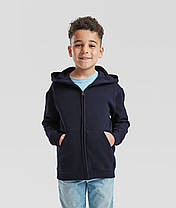 Глибоко Темно-Синя дитяча кофта на блискавці Classic hooded sweat jacket kids Fruit of the loom, фото 5
