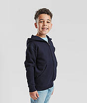 Глибоко Темно-Синя дитяча кофта на блискавці Classic hooded sweat jacket kids Fruit of the loom, фото 6