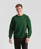 Темно-Зелений реглан чоловічий зимовий Classic raglan sweat Fruit of the loom, фото 5