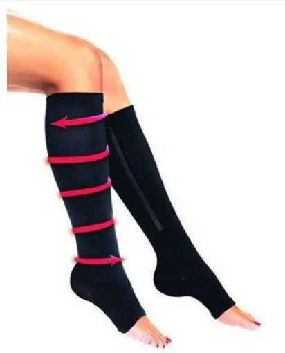 Лікувальні компресійні стягувальні гольфи Zip Sox від варикозу на змійці (Зип Сокс) S/M чорні