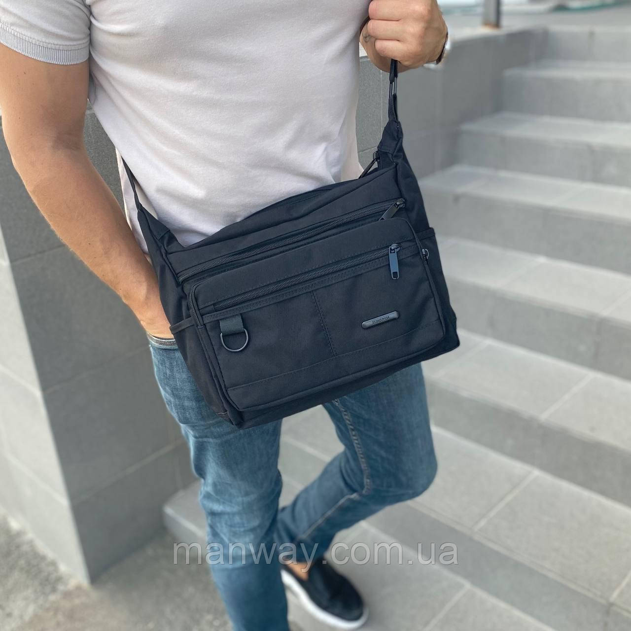 Чорна чоловіча сумка барсетка месенджер багато відділень Commander City