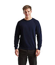 Глибокий Темно-Синій світшот чоловічий полегшений Lightweight raglan sweat Fruit of the loom, фото 5