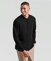 Чорне поло чоловіче з довгим рукавом Premium l/s polo Fruit of the loom, фото 6