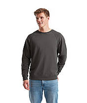 Графіт світшот чоловічий полегшений Lightweight raglan sweat Fruit of the loom, фото 5