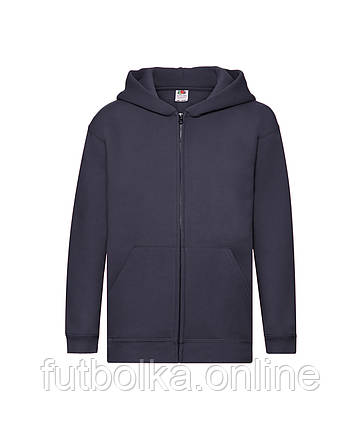 Глибоко Темно-Синя дитяча толстовка на застібці Premium hooded sweat jacket kids Fruit of the loom, фото 1