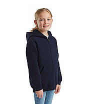 Глибоко Темно-Синя дитяча толстовка на застібці Premium hooded sweat jacket kids Fruit of the loom, фото 5