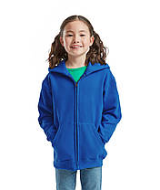 Яскраво-Синя дитяча кофта на блискавці Classic hooded sweat jacket kids Fruit of the loom, фото 5