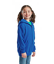 Яскраво-Синя дитяча кофта на блискавці Classic hooded sweat jacket kids Fruit of the loom, фото 6