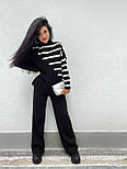 Жіночий в'язаний костюм смужка збоку оверсайз і широкі штани (Туреччина), фото 3