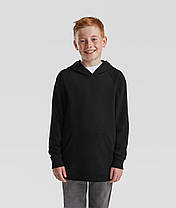 Чорна дитяча толстовка на замку Lightweight hooded sweat kids Fruit of the loom, фото 5