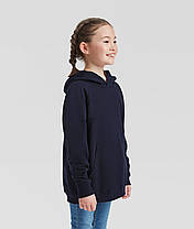 Глибоко Темно-Синя дитяча толстовка на замку Lightweight hooded sweat kids Fruit of the loom, фото 5