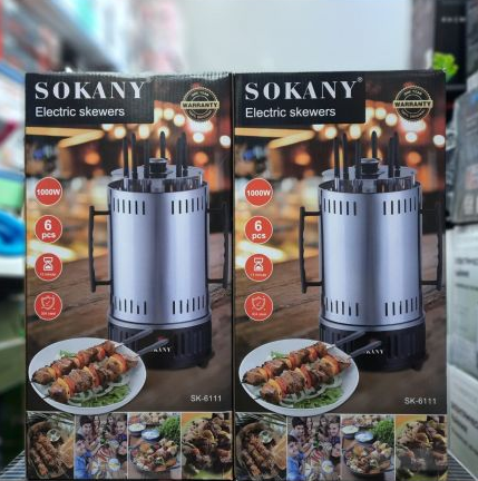 Електрична шашличниця SOKANY SK-6111 на 6 шампурів, Електрошколичниця з автоматичним обертанням