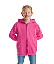 Малинова дитяча кофта на блискавці Classic hooded sweat jacket kids Fruit of the loom, фото 4