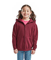 Бордова дитяча кофта на блискавці Classic hooded sweat jacket kids Fruit of the loom, фото 4