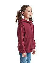 Бордова дитяча кофта на блискавці Classic hooded sweat jacket kids Fruit of the loom, фото 5