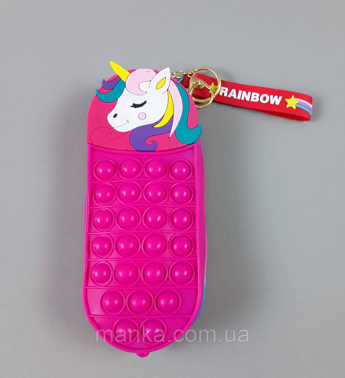 Пенал силіконовий сумочка силіконова поп-іт брелок «Pop it» T00251 рожевий малиновий єдиноріг