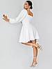 Модне молодіжне коктейльне плаття з довгим рукавом на резинці, молочно-біле, фото 5