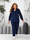 Жіночий синій демісезонний костюм з рубашки та брюк, фото 10