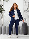 Жіночий синій демісезонний костюм з рубашки та брюк, фото 9