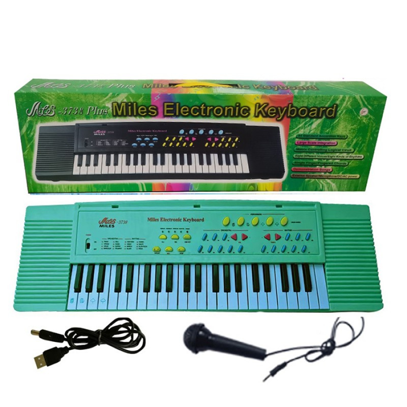 Синтезатор дитячий HY3738G, 74-21,5 см, мікрофон, музика, запис, регулювання гучності, музичний інструмент
