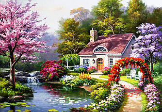 Пазли Anatolian на 1500 елементів, Весняний котедж у повному розквіті