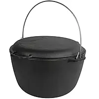 Казан чавунний туристичний 10 л з кришкою-сковородою