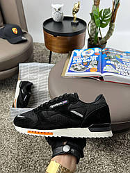 Чоловічі кросівки замша нейлон Reebok Classic New Black White, кеди чоловічі Рибок чорні. Чоловіче взуття