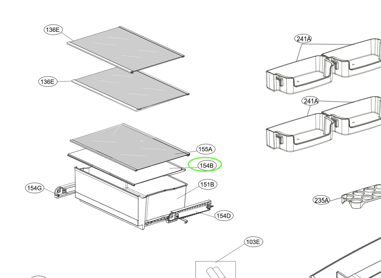 Полиця над овочевою скринькою холодильника LG MCK69400201 для GA-B389 GA-B419 GA-B429, фото 1