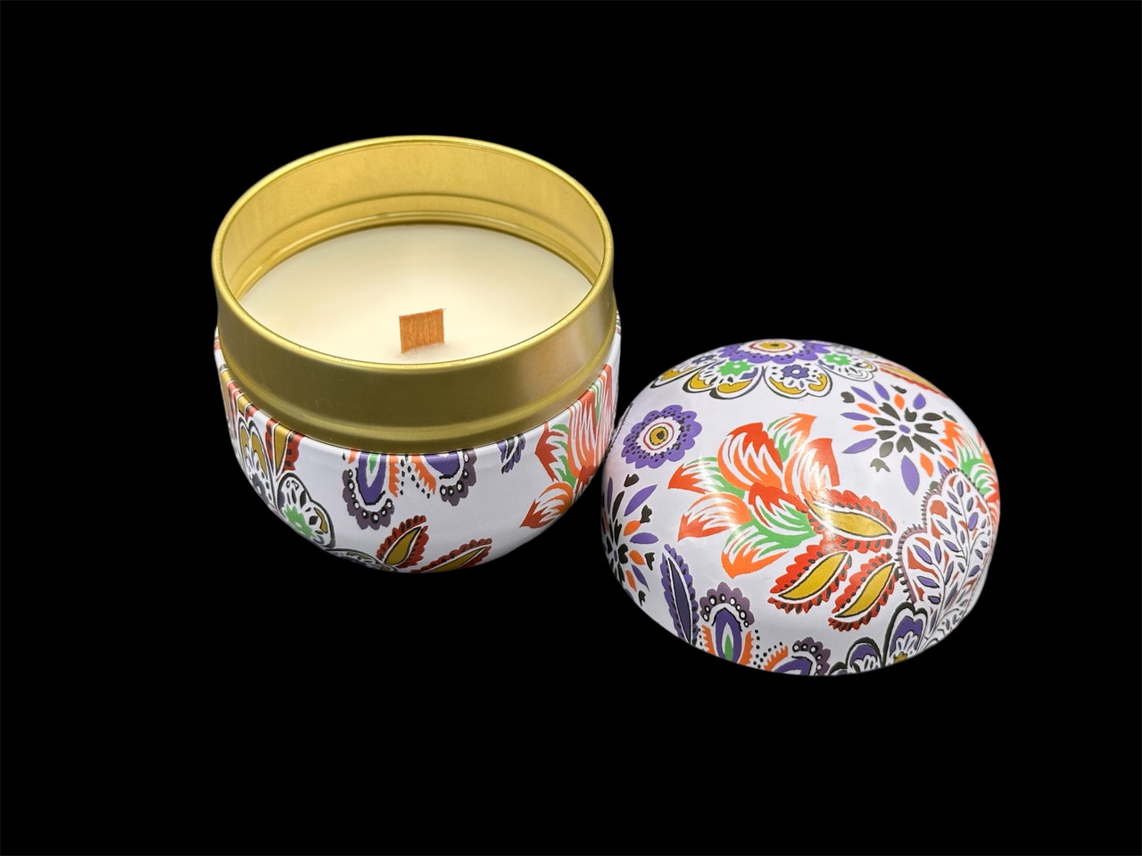 Аромасвічка з дерев'яним ґнітом. Кориця та ваніль., фото 1