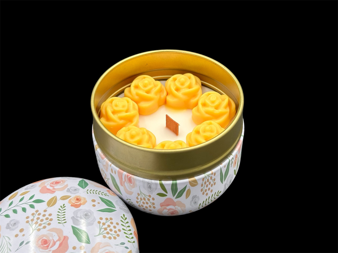 Аромасвічка з дерев'яним ґнітом. Гарбузово-ванільні зефірки., фото 1