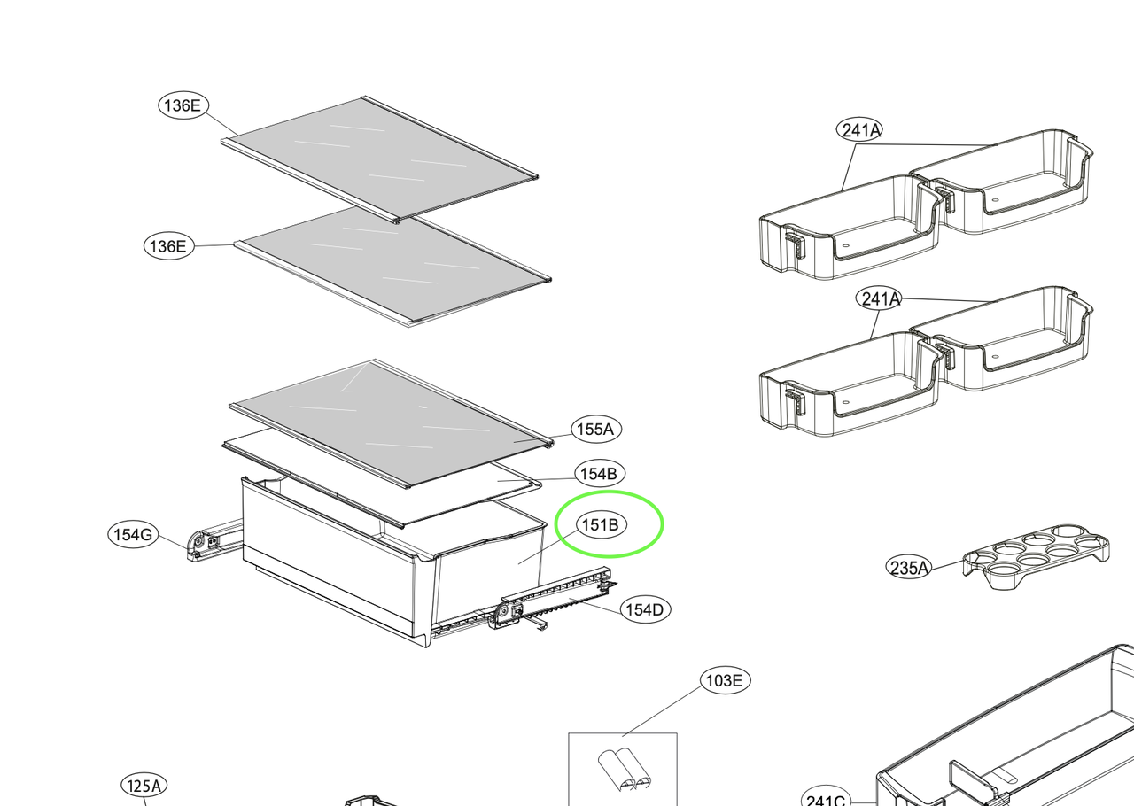 Ящик для овочів холодильника LG MJS64172703 для GA-B389 GA-B419 GA-B429