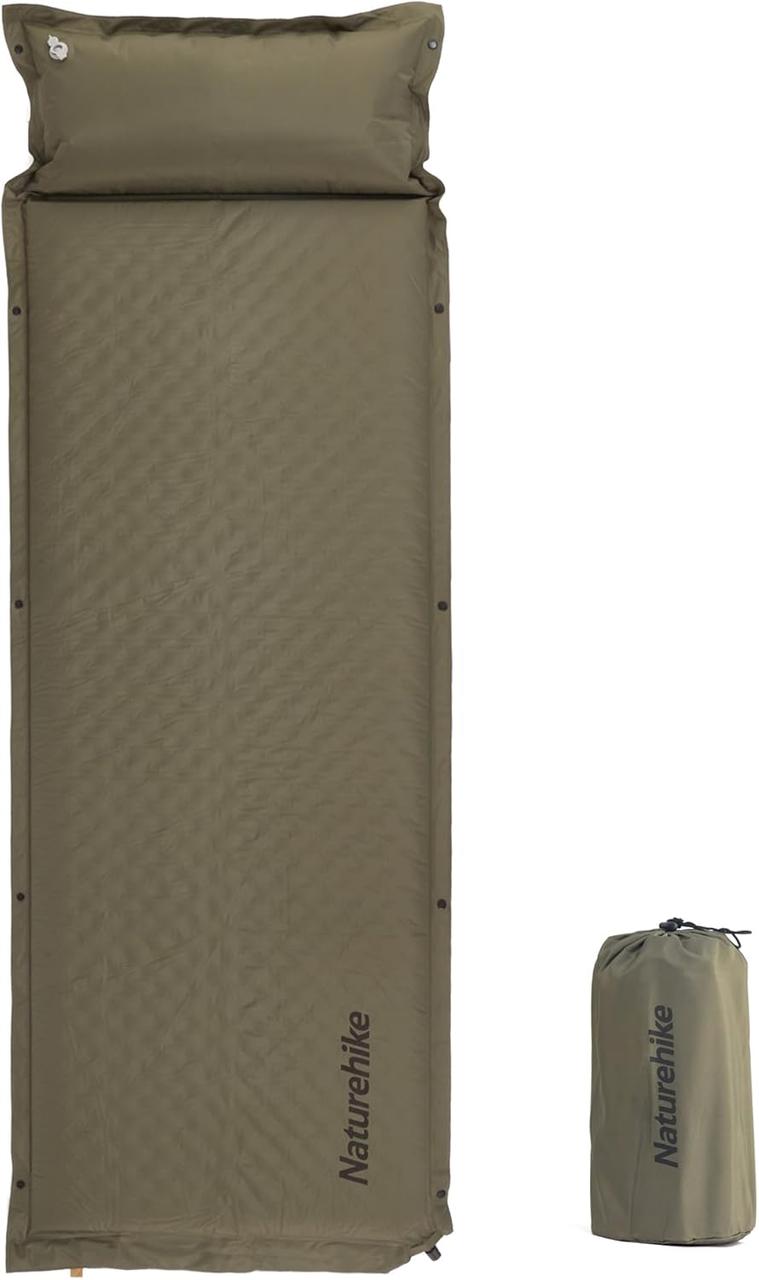 Самонадувний килимок з подушкою Naturehike CNK2300DZ014, 60 мм (Dark Green)