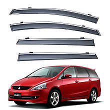 Дефлектори вікон (вітровики) для Misubishi GRANDIS 2005-2011 з хром полоскою (TAN)