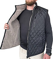 Жилет из овечьей шерсти баллонный стеганный Хаки, Черный (48-60р.)