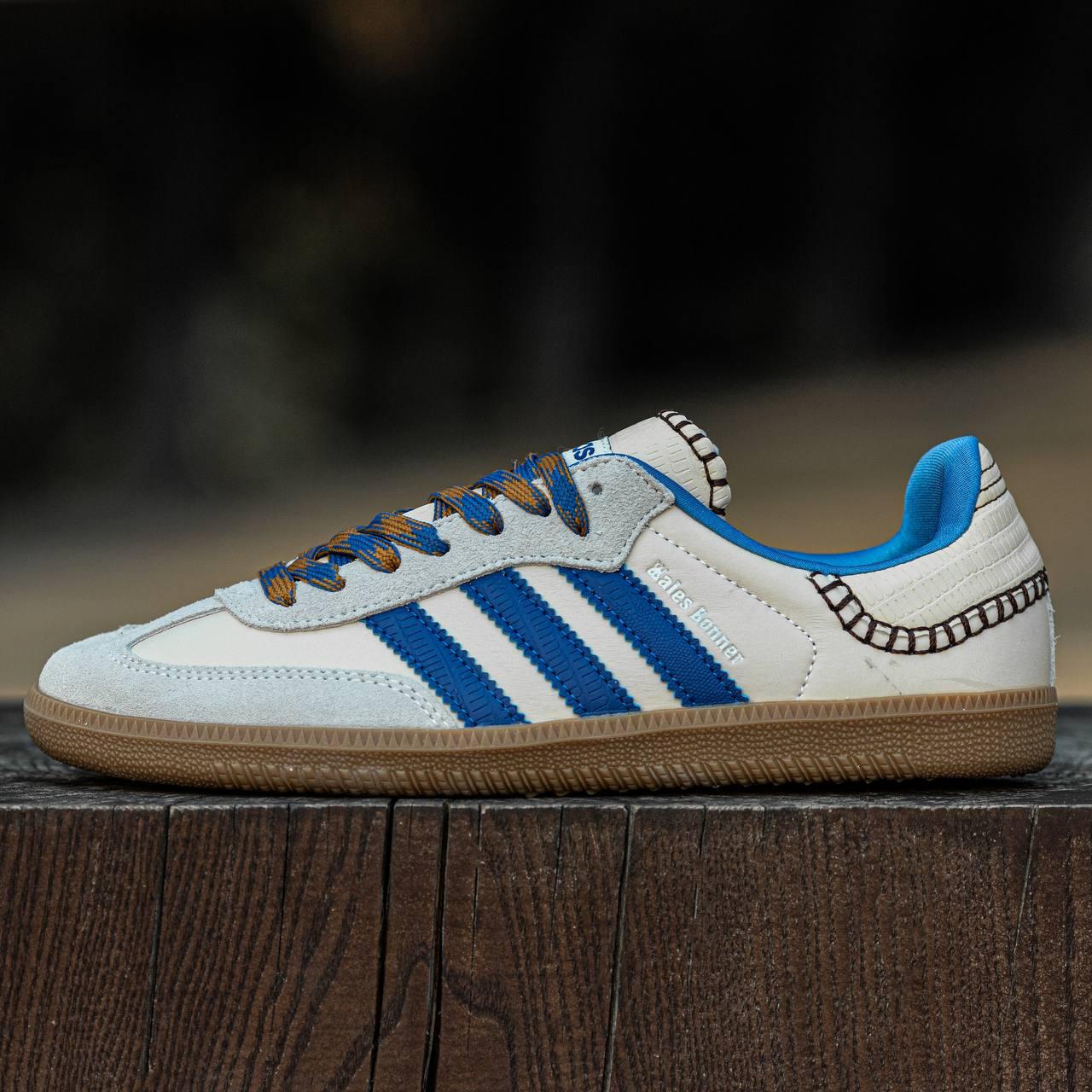 Кросівки Adidas Samba x Wales Bonner Cream Royal Blue / Адідас Самба Уельс Боннер Роял