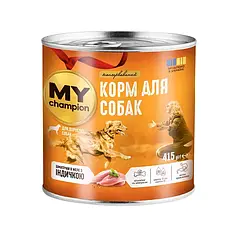 Вологий корм My Champion для дорослих собак шматочки в желе з індичкою 415г