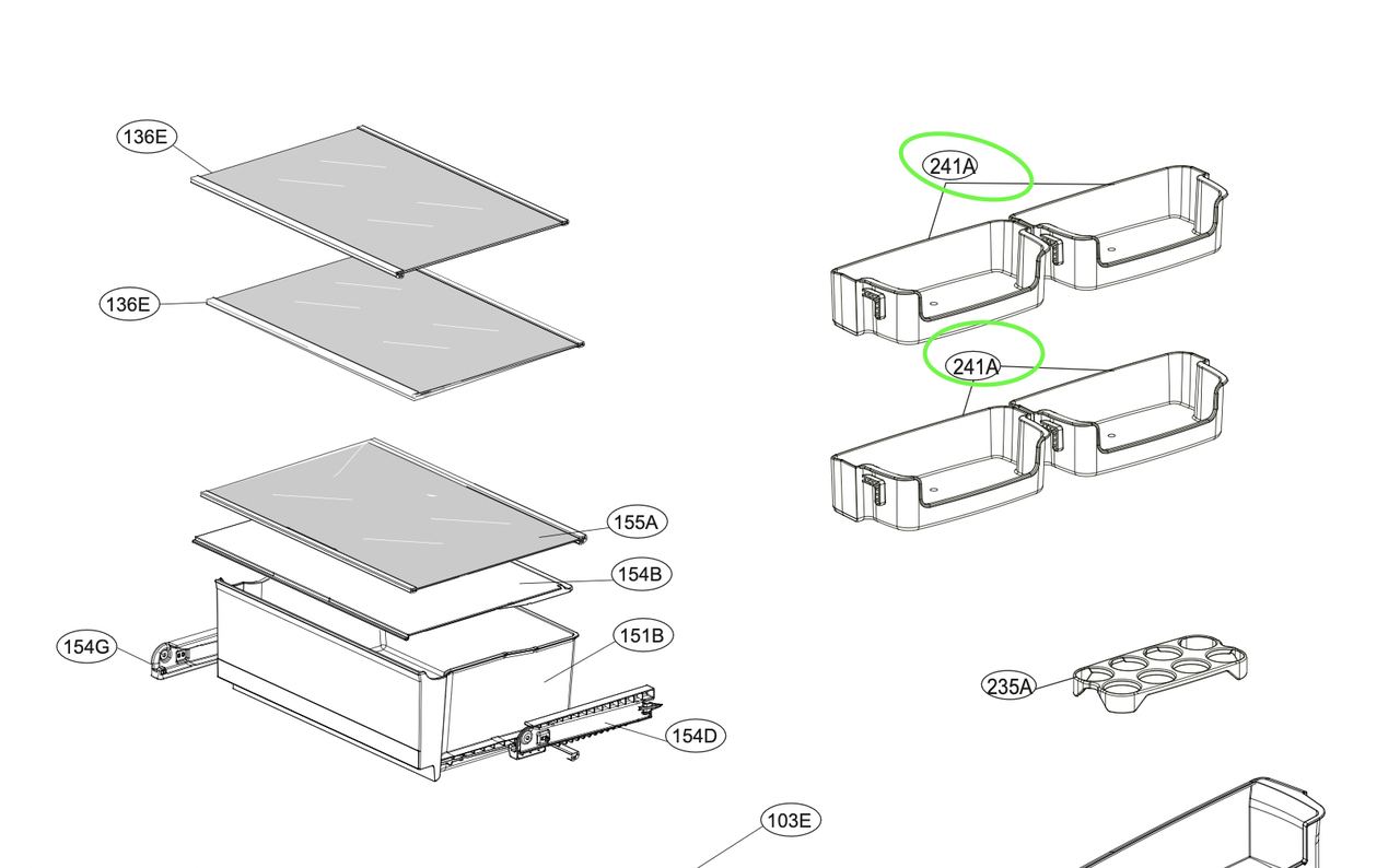 Полиця дверей холодильника LG MAN62569901 для GA-B379 GA-B389 GA-B409 GA-B419 GA-B429, фото 1