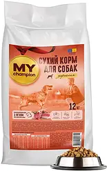 Повнораційний сухий корм для собак My Champion з ягням 12 кг