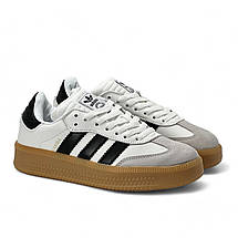 Жіночі кросівки Adidas Samba замшеві весняні молочні демісезонні, фото 5