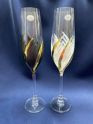 Весільні келихи (чорно-білі завитки)