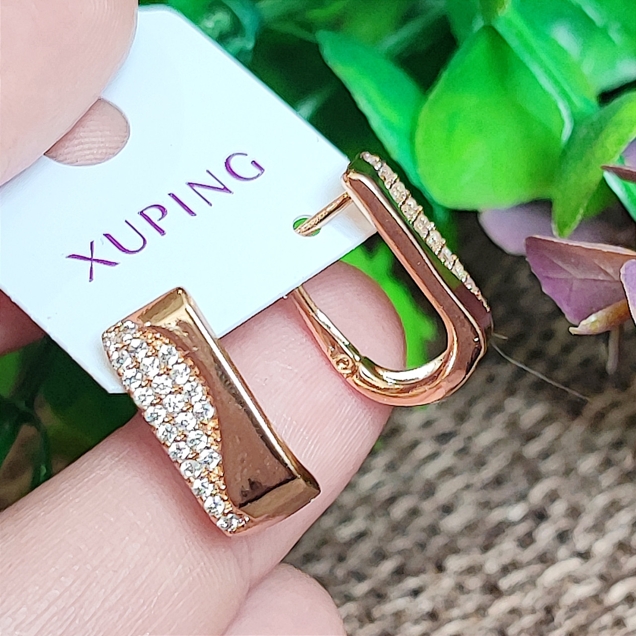 Сережки Xuping довжина 1.6см ширина 7мм медичне золото позолота 18К с1469