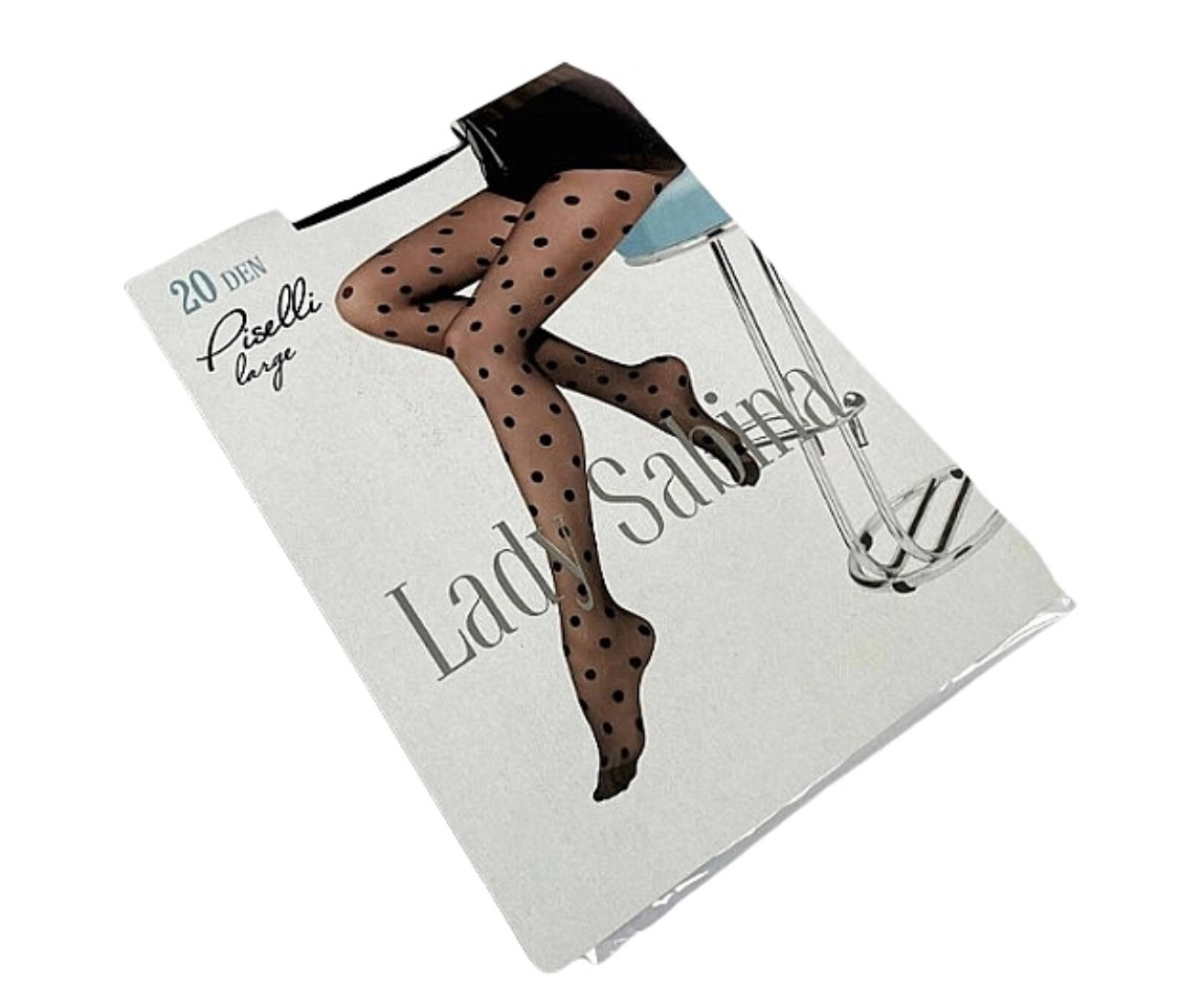 Жіночі колготи з візерунком "горошок" 20 Den  Lady Sabina чорні, розмір 2, фото 1