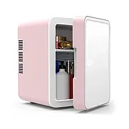 Портативний холодильник 12V на 4 л зі світлодіодним дзеркалом Рожевий, фото 3