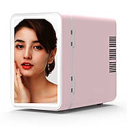 Портативний холодильник 12V на 4 л зі світлодіодним дзеркалом Рожевий, фото 5