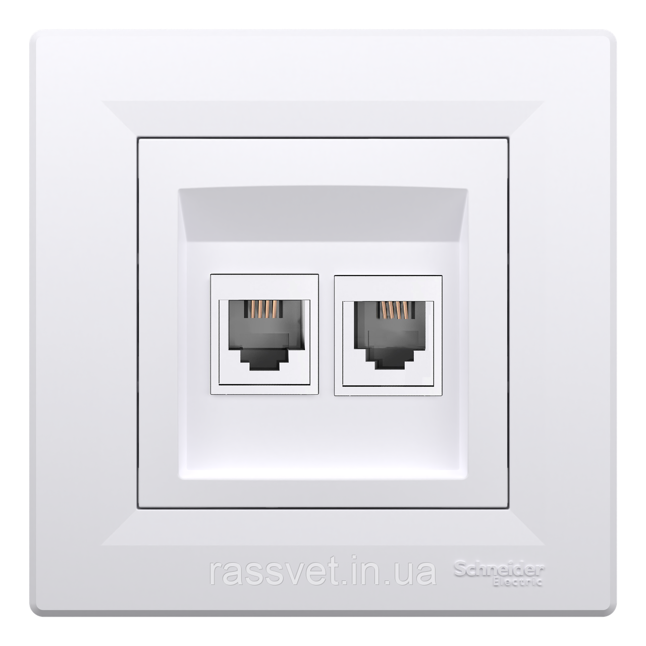 РОЗЕТКА ТЕЛЕФОННА RJ11, ПІДВІЙНА, БІЛА ASFORA