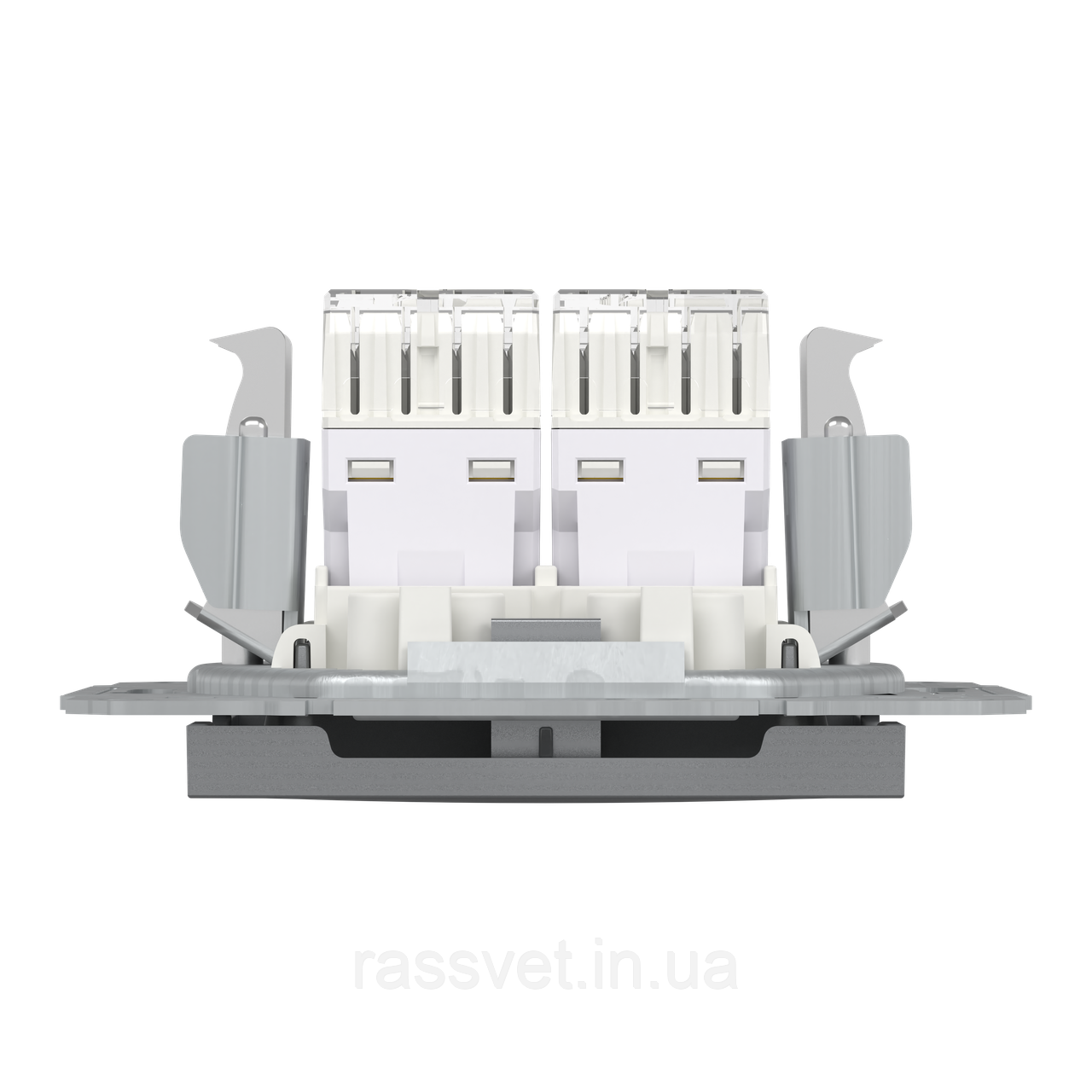 РОЗЕТКА КОМП'ЮТЕРНА RJ45 UTP КАТ. 5Е ПІДВІЙНА ASFORA СТАЛЬ