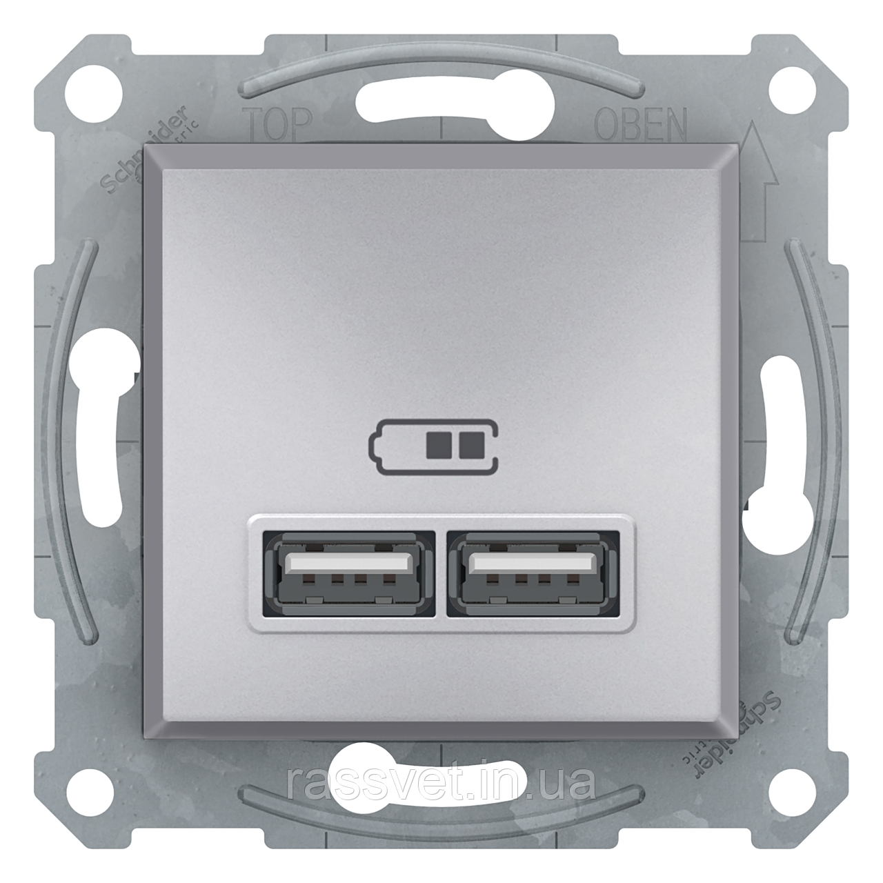 USB РОЗЕТКА 2,1A АЛЮМІНІЙ ASFORA