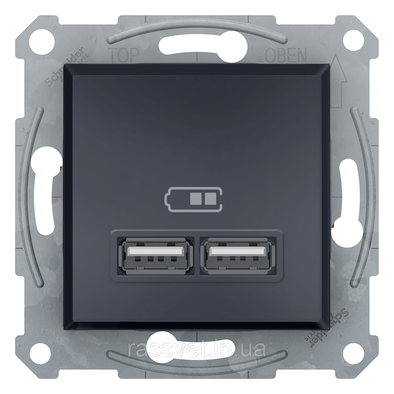 USB РОЗЕТКА 2,1A АНТРАЦИТ ASFORA