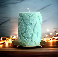 Силіконова форма молд для виготовлення свічок "Циліндр метелики"