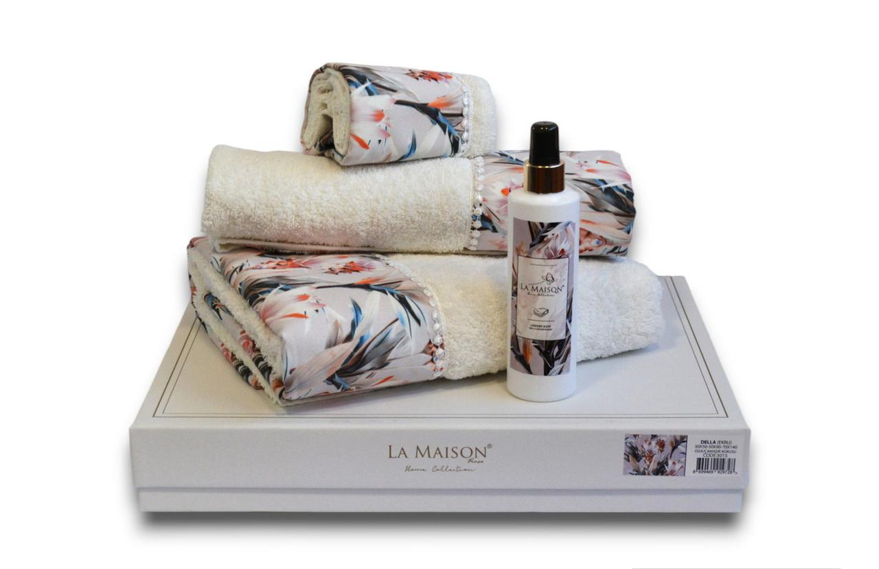 Подарунковий набір рушників La Maison, 3 шт. з ароматом Della Ekru, фото 1